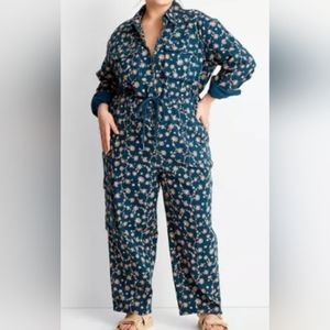 Women's Floral Print Long Sleeve Zip-Front Boilersuit - Future Collective